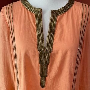 Tory Burch Tunic, Size 8, Orange tunic with Gild Trim.